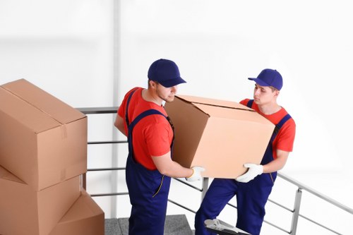 Removals vehicle being loaded for a Surrey house move