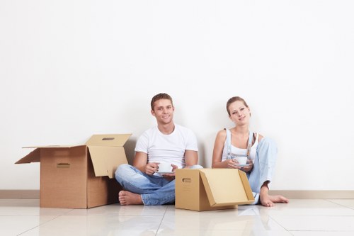 Removal team packing belongings for a Surrey home move