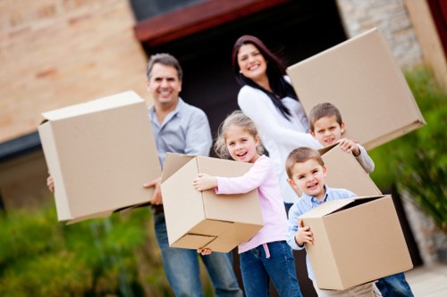 Boxes and household items prepared for moving day in Surrey