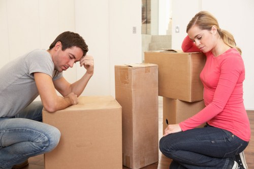 Removal van prepared for transport of furniture and boxes